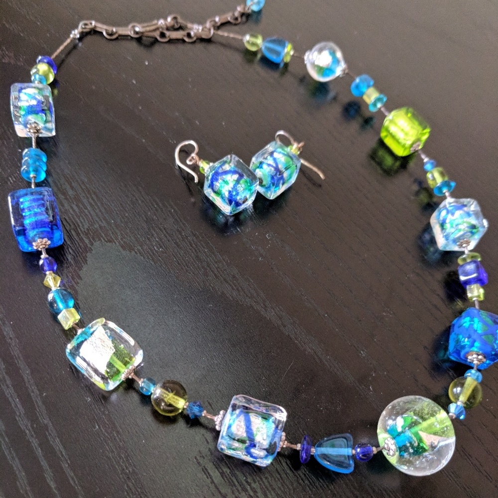 Murano Glass Necklace & Earrings Set
